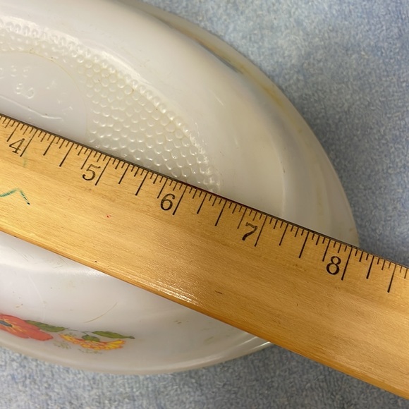 Jeanette Glasbake Orange Flower Bluebell oval Casserole J-235 1980 - Picture 7 of 7